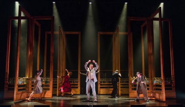 Mirabelle Gremaud, left, Patrycja Kujawska, Ewan Wardrop, Simon Oskarsson and Katy Owen in a scene from the touring production of "North by Northwest," opening July 3 at The Old Globe. (Steve Tanner)