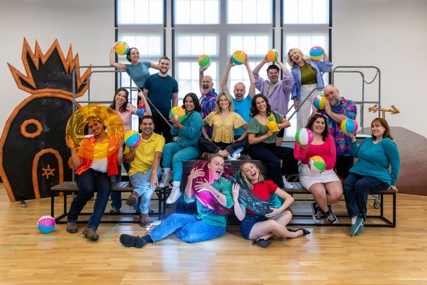 The cast of Cygnet Theatre's production of "The SpongeBob Musical" at their first rehearsal. (Karli Cadel)