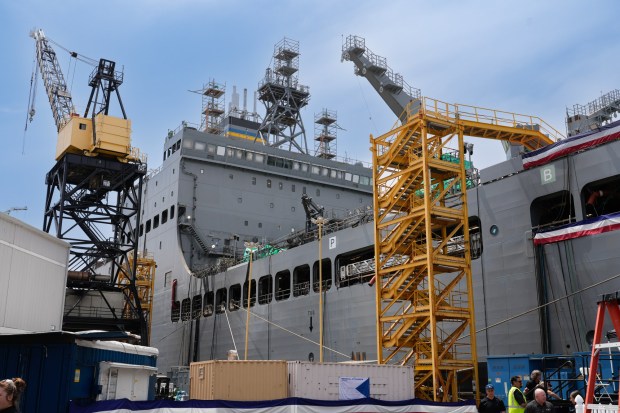 On Saturday, June 6, 2026, in San Diego, CA, USNS Thurgood Marshall was christened at NASSCO shipyard. (Nelvin C. Cepeda / The San Diego Union-Tribune)
