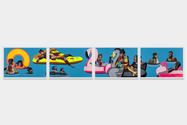 "Floater 74," a 2010 multimedia work by Derrick Adams, is part of the Dean Collection of Swizz Beatz and Alicia Keys, which is exhibiting works at the Museum of Contemporary Art San Diego in La Jolla. (Swizz Beatz and Alicia Keys)