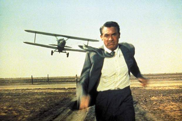 Cary Grant in an iconic scene from the 1959 Hitchcock thriller "North by Northwest." (MGM Studios)