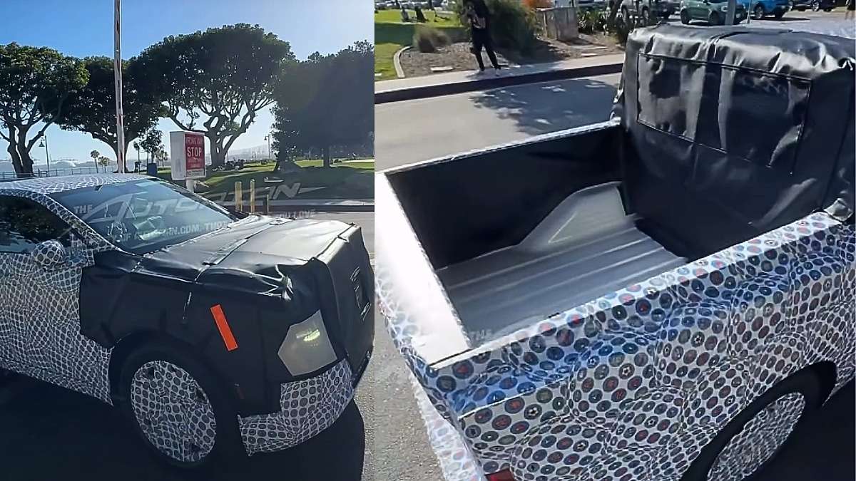 This is Ford's next EV Truck and its bed as Ford is testing the camouflaged version in Long Beach