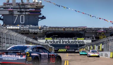 NASCAR put its San Diego TV booth on an aircraft carrier