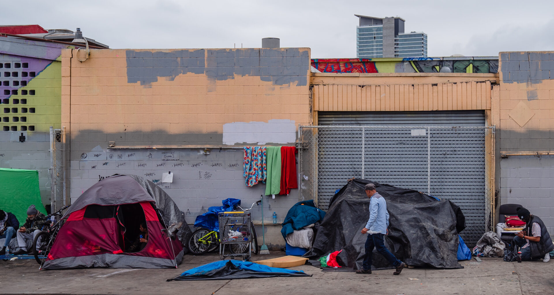 An encampment near Neil Good Day Center on 17th Street in the East Village on May 23, 2023.