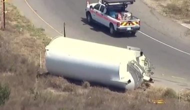 Fallen tank forces closure of SR-76 ramp to I-15 in north San Diego County