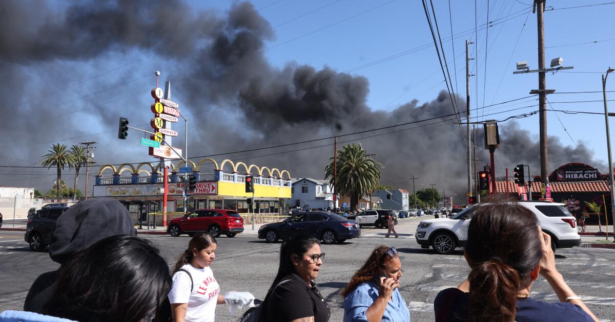 Massive Boyle Heights warehouse fire prompts shelter in place orders