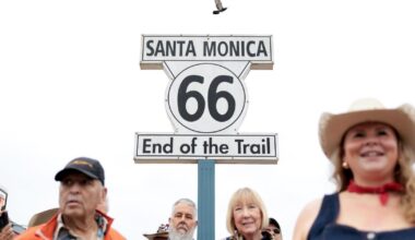 Route 66 still beckons at 100 as a caravan takes off from Santa Monica