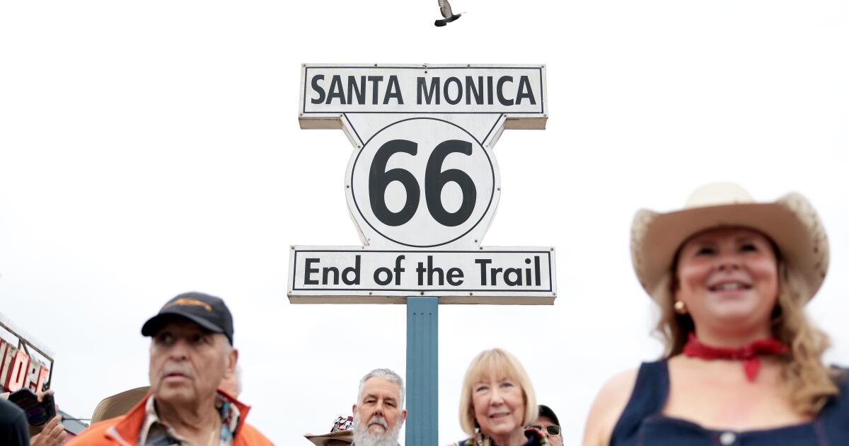Route 66 still beckons at 100 as a caravan takes off from Santa Monica