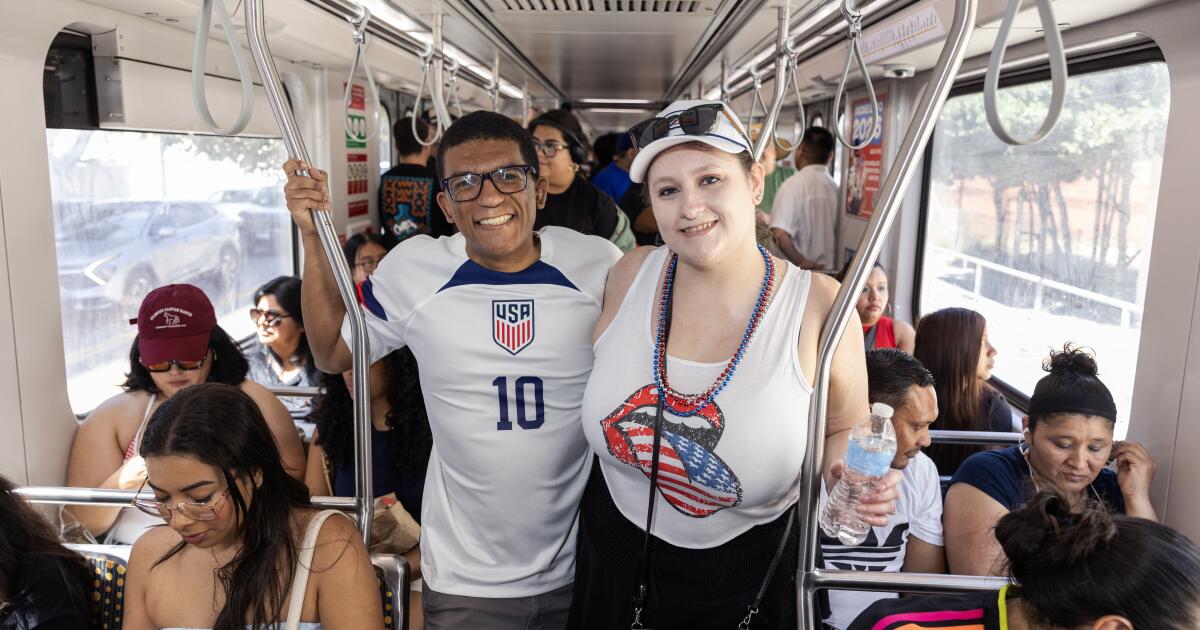 Passengers ride L.A. Metro in droves as World Cup mania sweeps SoCal