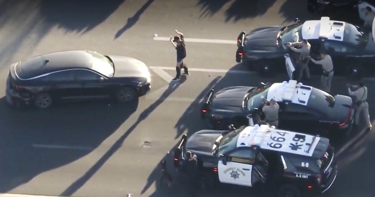 Double-murder suspect caught after CHP deploys spike strips, uses PIT maneuver