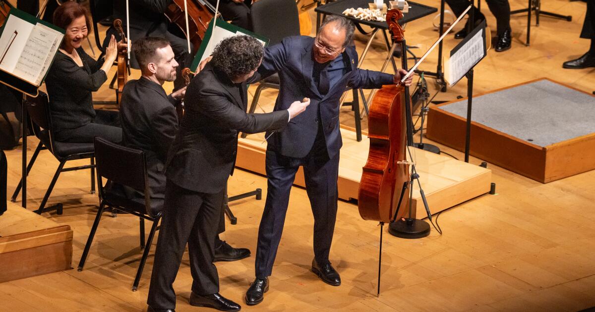 Yo-Yo Ma assists Gustavo Dudamel in his departure as L.A. Phil music director