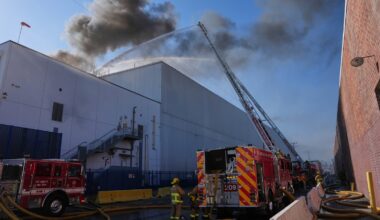 Los Angeles warehouse fire prompts shelter-in-place orders due to hazardous air