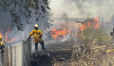 Woodland firefighters battling grass fires along Highway 113