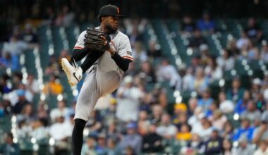 Jun 1, 2026; Milwaukee, Wisconsin, USA; San Francisco Giants pitcher Wilkin Ramos (71) delivers a pitch against the Milwaukee Brewers in the fifth inning at American Family Field. Mandatory Credit: Michael McLoone-Imagn Images