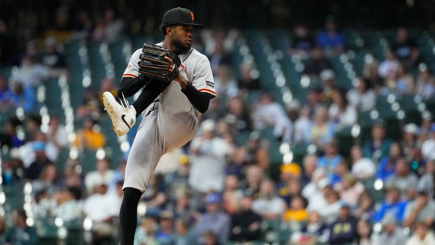 Jun 1, 2026; Milwaukee, Wisconsin, USA; San Francisco Giants pitcher Wilkin Ramos (71) delivers a pitch against the Milwaukee Brewers in the fifth inning at American Family Field. Mandatory Credit: Michael McLoone-Imagn Images
