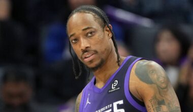 Apr 3, 2026; Sacramento, California, USA; Sacramento Kings guard DeMar DeRozan (10) during the third quarter against the New Orleans Pelicans at Golden 1 Center. Mandatory Credit: Darren Yamashita-Imagn Images