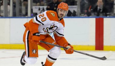 Dec 15, 2025; New York, New York, USA; Anaheim Ducks left wing Chris Kreider (20) skates against the New York Rangers during the second period at Madison Square Garden. Mandatory Credit: Brad Penner-Imagn Images