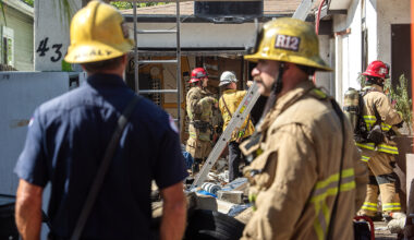 North Long Beach home filled with trash catches fire
