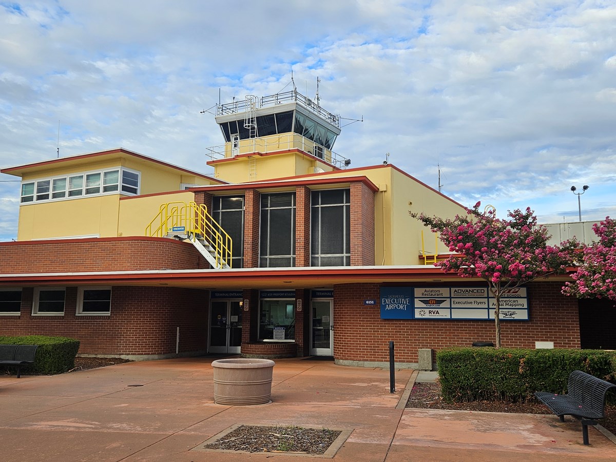 The terminal building at Sacramento Executive Airport Monday, July 20, 2026, in Sacramento's Land Park Neighborhood.