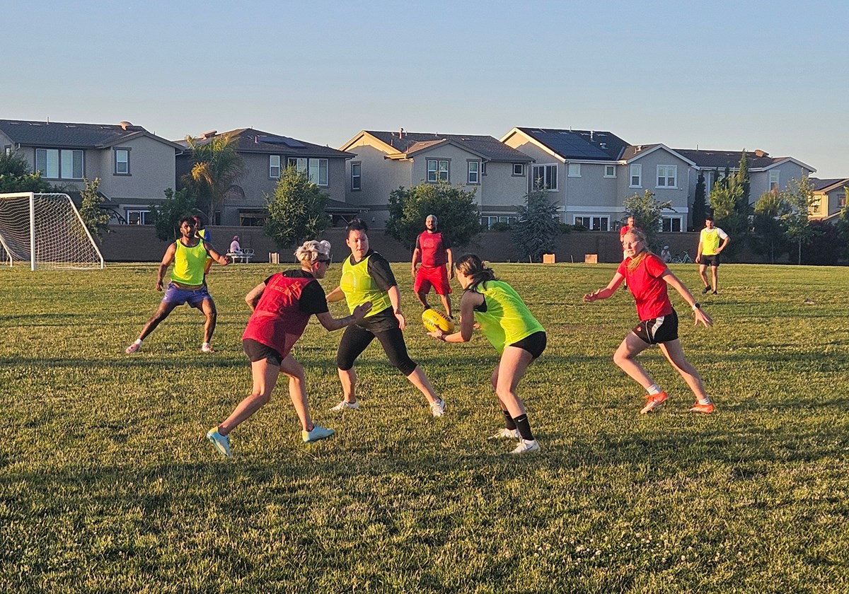 The Sacramento Suns play a scrimmage match at the end of their practice on on Wednesday, April 29, 2026 at Airfield Park in Natomas.