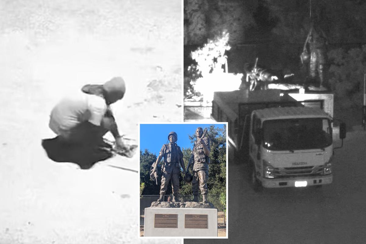 Fury as 9-foot 'Thank You, America' statue and US flags ripped from California monument