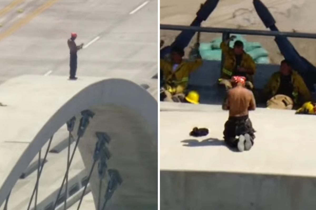 Man climbs Los Angeles Sixth Street Bridge, shutting down traffic