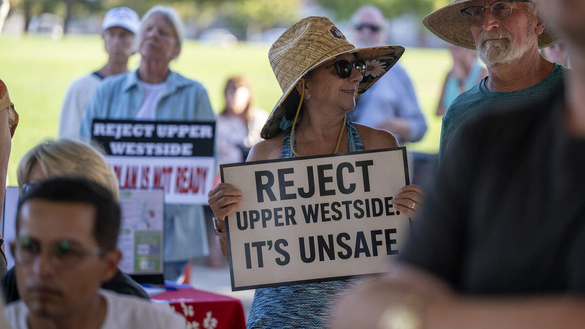 More than 100 Natomas-area residents and community leaders rally in opposition to the Upper Westside development on Aug. 19, 2025, at Westlake Community Park. More than 100 Natomas-area residents and community leaders rally in opposition to the Upper Westside development on Aug. 19, 2025, at Westlake Community Park.