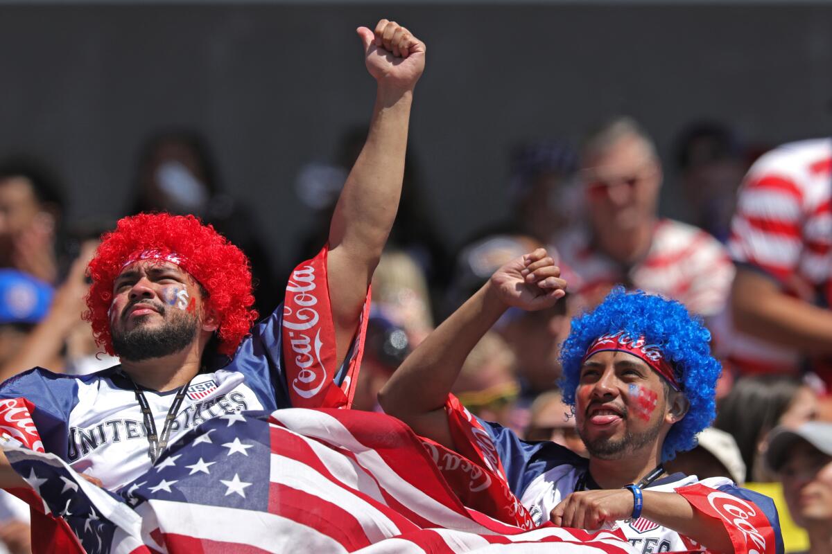 U.S. fans cheer before the World Cup round of 32 match against Bosnia-Herzegovina at Levi's Stadium on Wednesday.