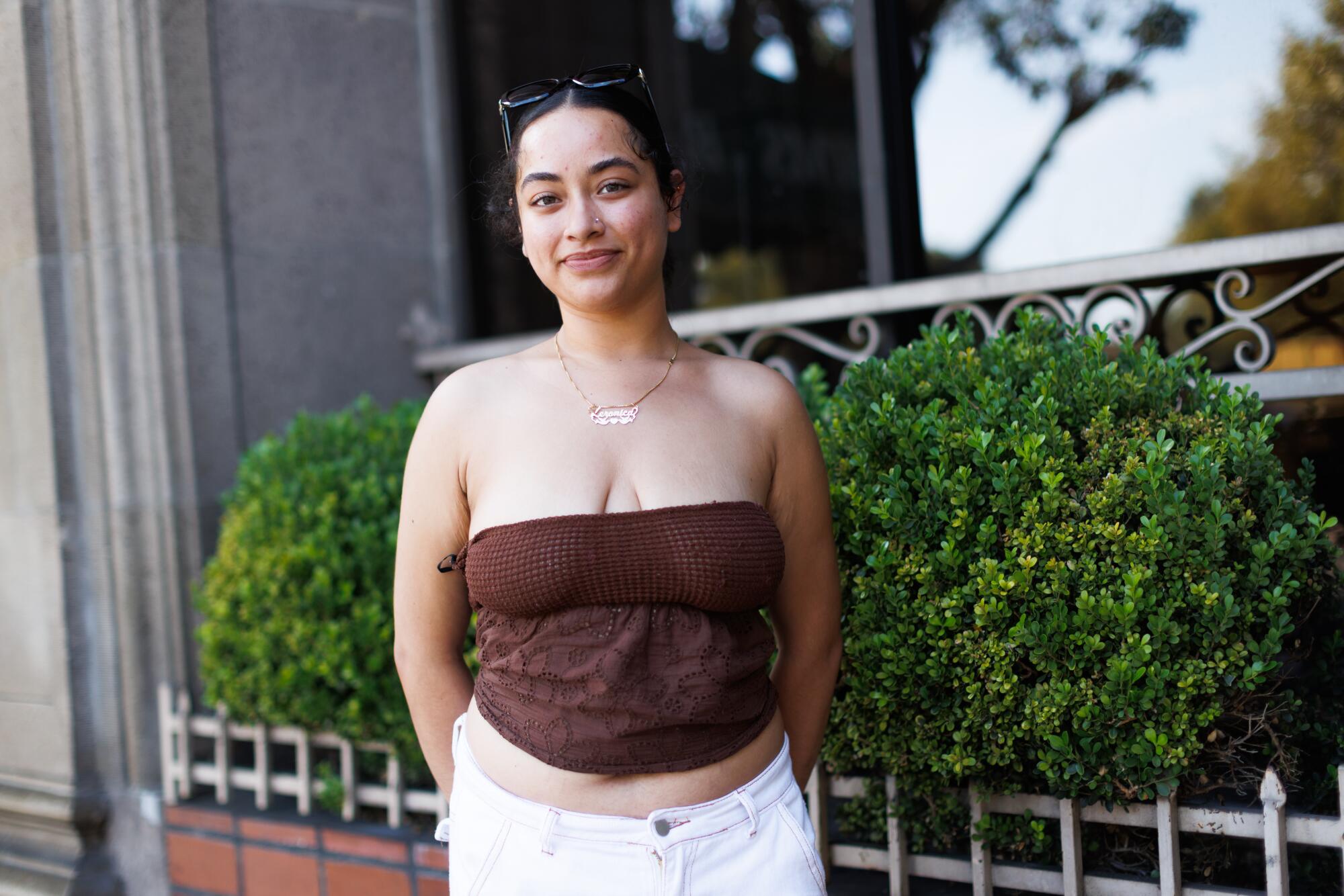 A person stands outside in Koreatown.
