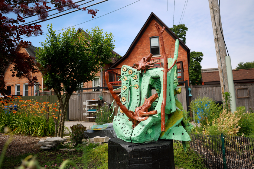 One of Milton Mizenburg Jr.’s sculptures at Oakland Museum and Garden on Saturday, June 27, 2026, along Lake Park Avenue in the Oakland neighborhood.