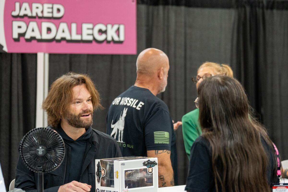 Jared Padalecki, left, who played Sam Winchester in the "Supernatural" TV series at Fan Expo in Anaheim.