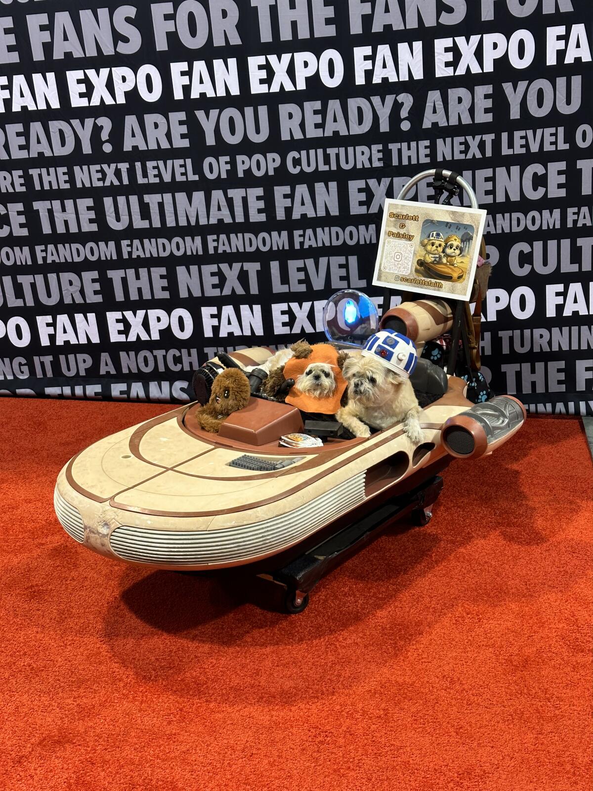 Doggie cosplayers Scarlett and Paisley made great photo ops and friends at Fan Expo in Anaheim.