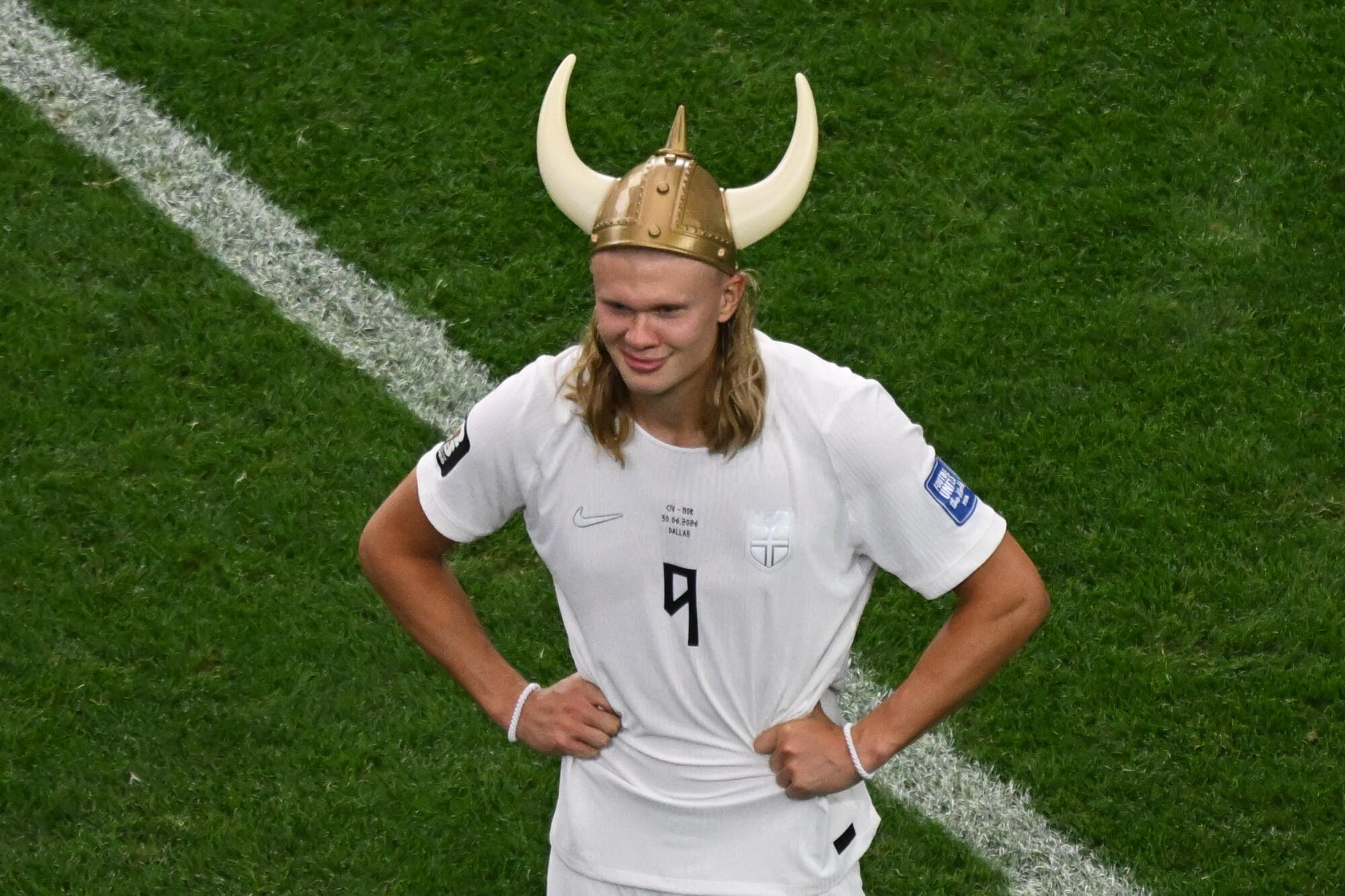 Norway's Erling Haaland celebrates after a win over the Ivory Coast on June 30.