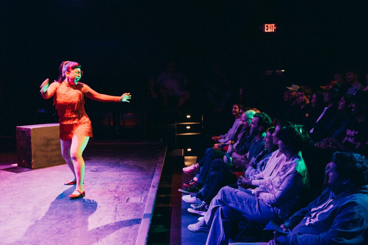 Nakajima performs "Made in America" at Upright Citizens Brigade Theater.