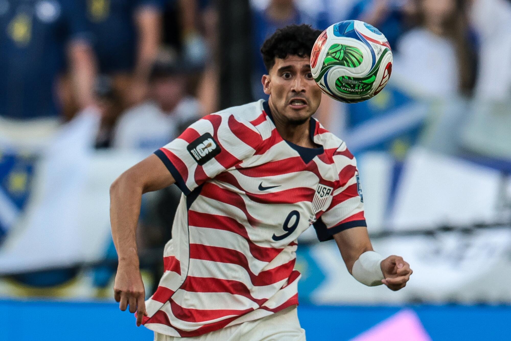 U.S. forward Ricardo Pepi pursues the ball during a World Cup match against Bosnia-Herzegovina at Levi's Stadium.