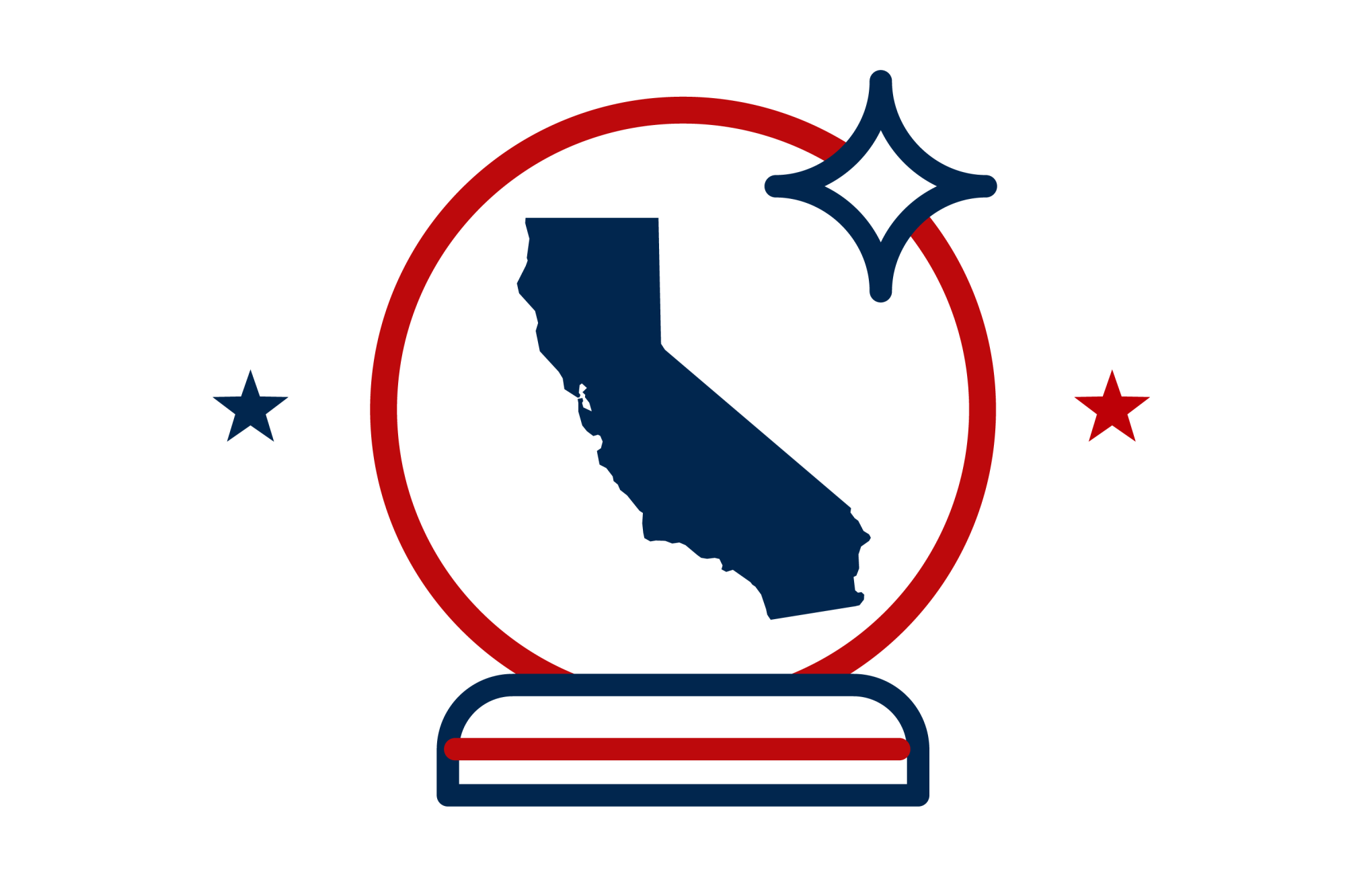 Icon illustration of California in a crystal ball.