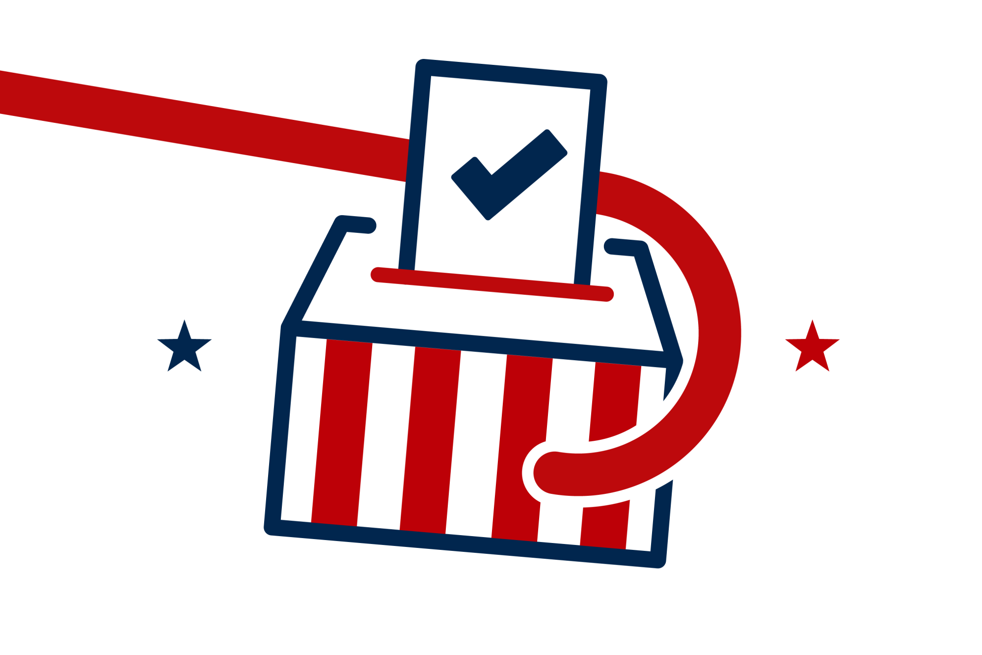 Icon illustration of a ballot box being yanked offstage by a large hook.