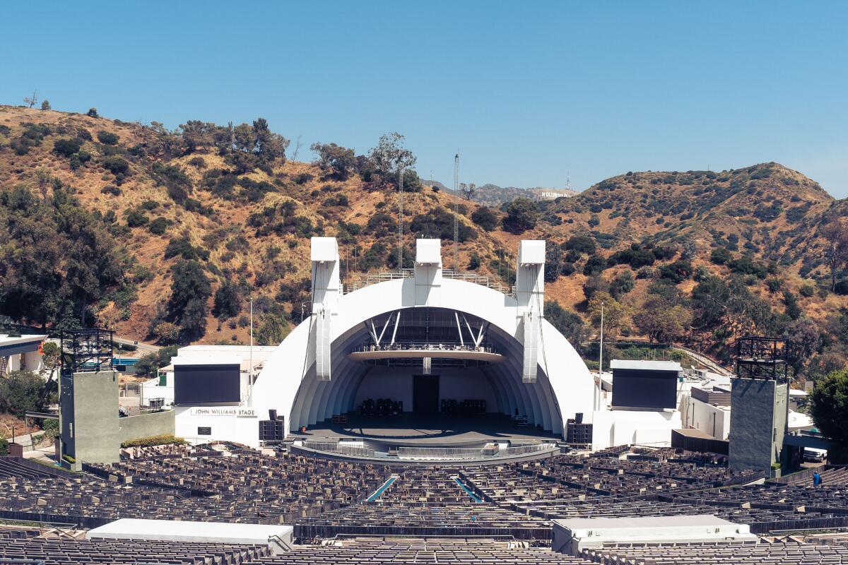 Far away shot of the Hollywood Bowl