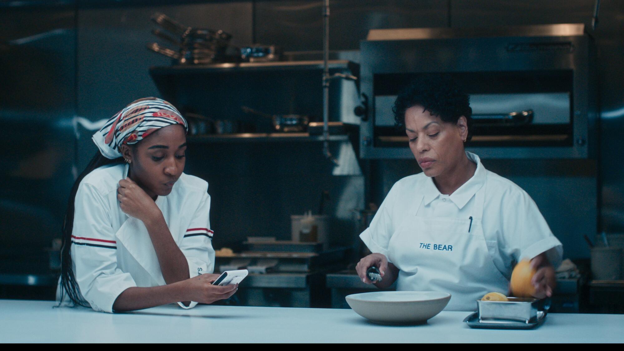 Ayo Edebiri, left, with Liza Colon-Zayas in Season 4 of 'The Bear'