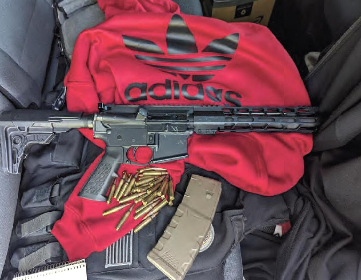 A short-barreled semiautomatic ghost gun rifle