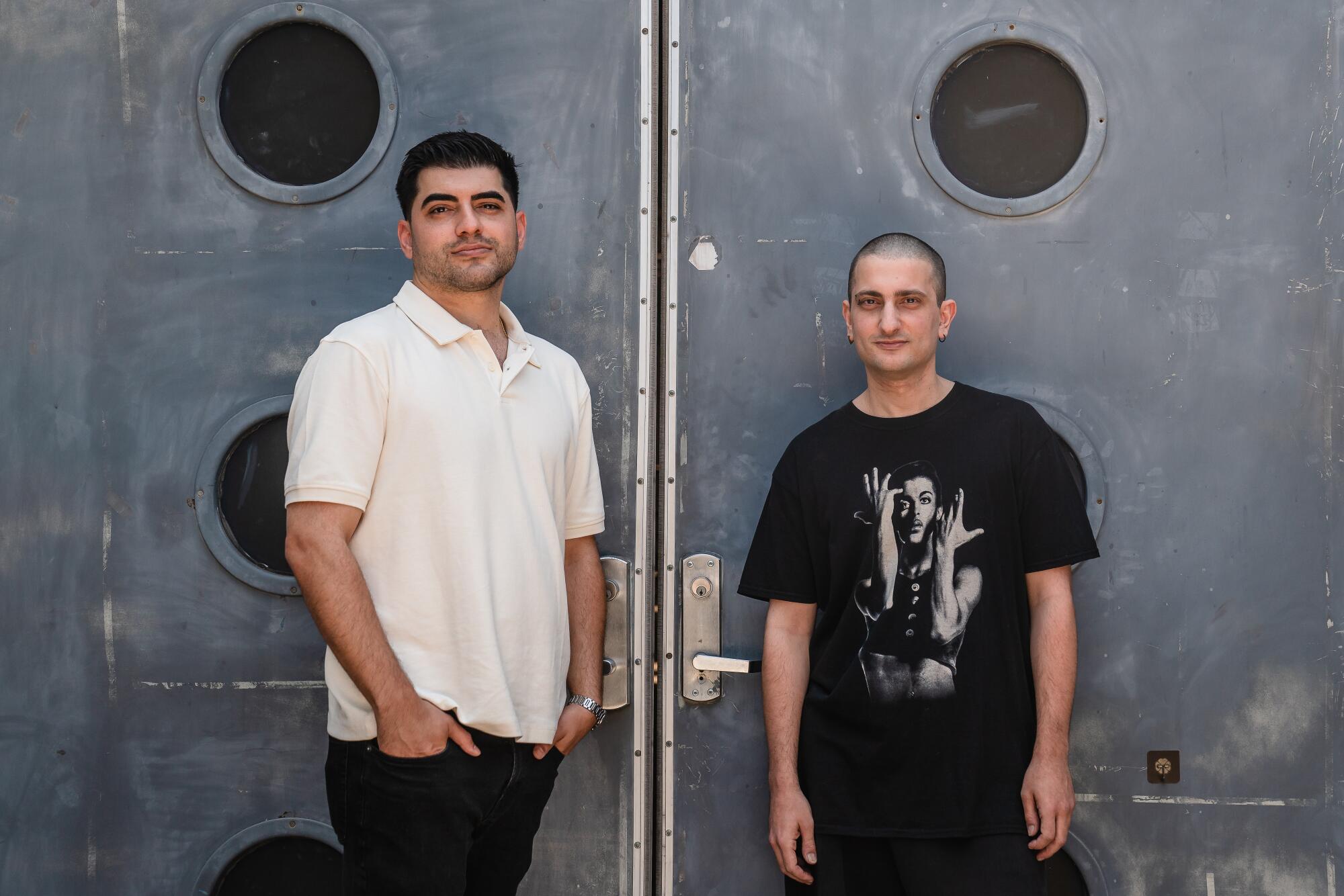  Promoters Roni Mehrabian (left) and Cyril Bitar (right) at Origin, a new dance music venue in downtown Los Angeles. 
