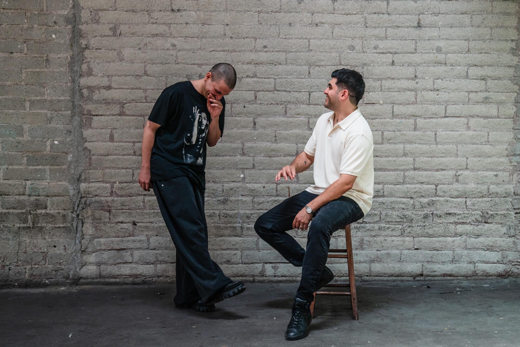 Promoters Roni Mehrabian (right) and Cyril Bitar at Origin, a new dance music venue in downtown Los Angeles.
