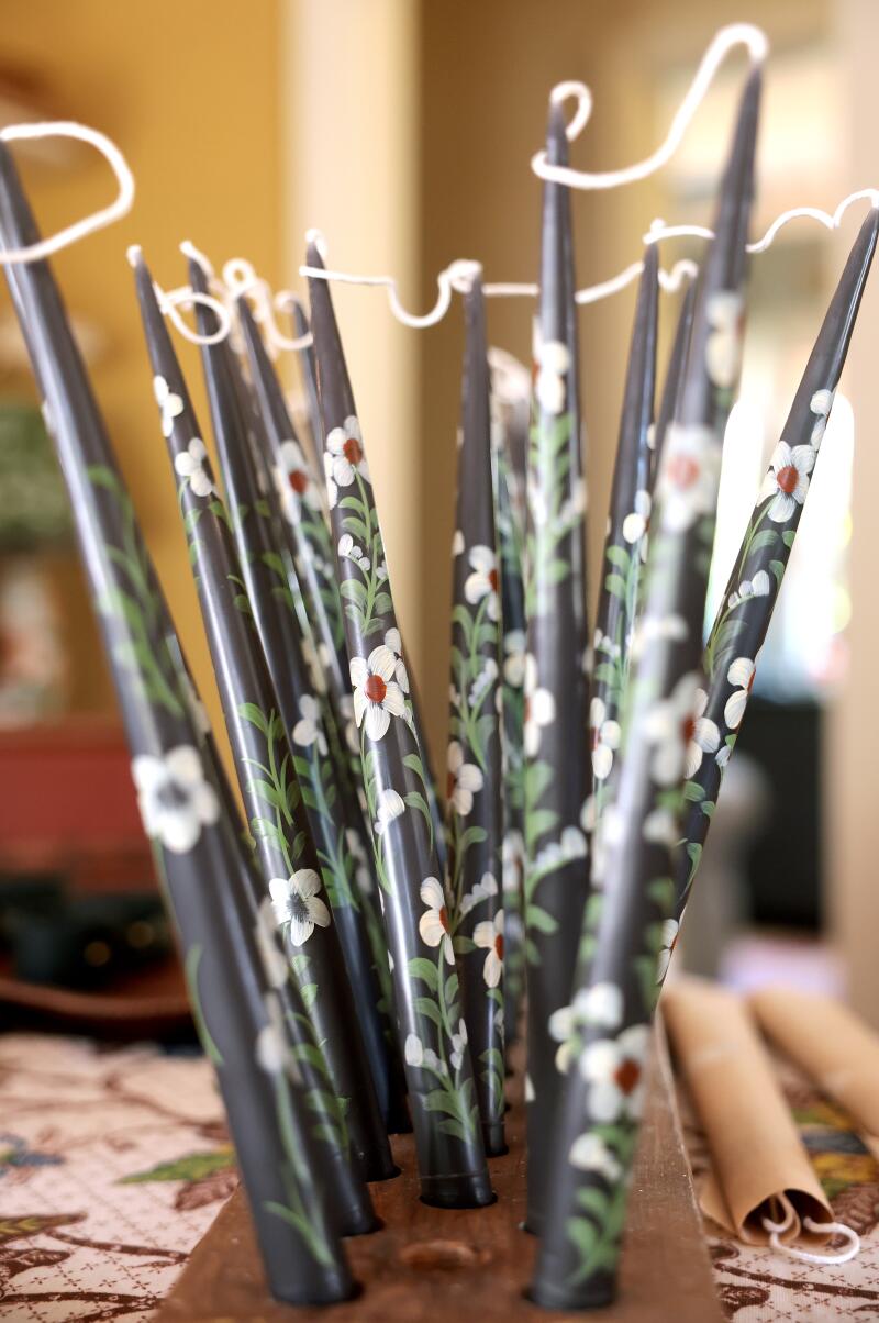 TORRANCE, CA - June 24, 2026: Candles dry at Esme Saleh's home in Torrance on Wednesday, June 24, 2026. (Christina House / Los Angeles Times)
