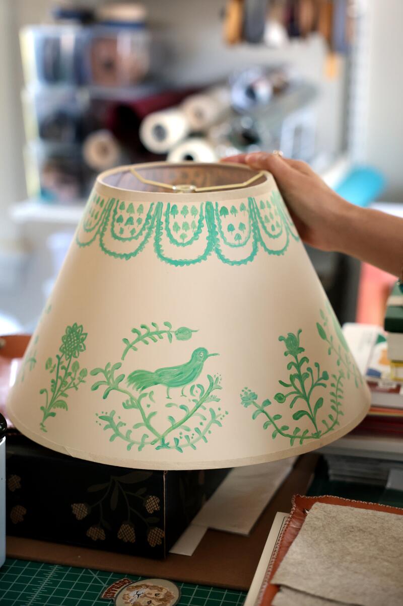 A lampshade painted by Esme Saleh.