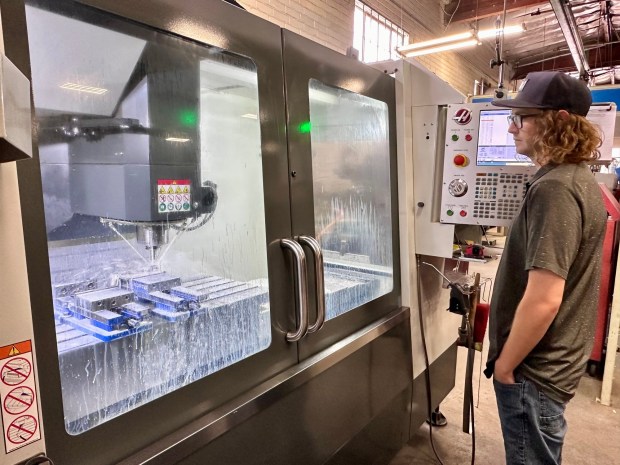 The vertical milling machine in the 30,000-square-foot Rando Productions creative workshop in North Hollywood. (Photo by Brady MacDonald, Orange County Register/SCNG)