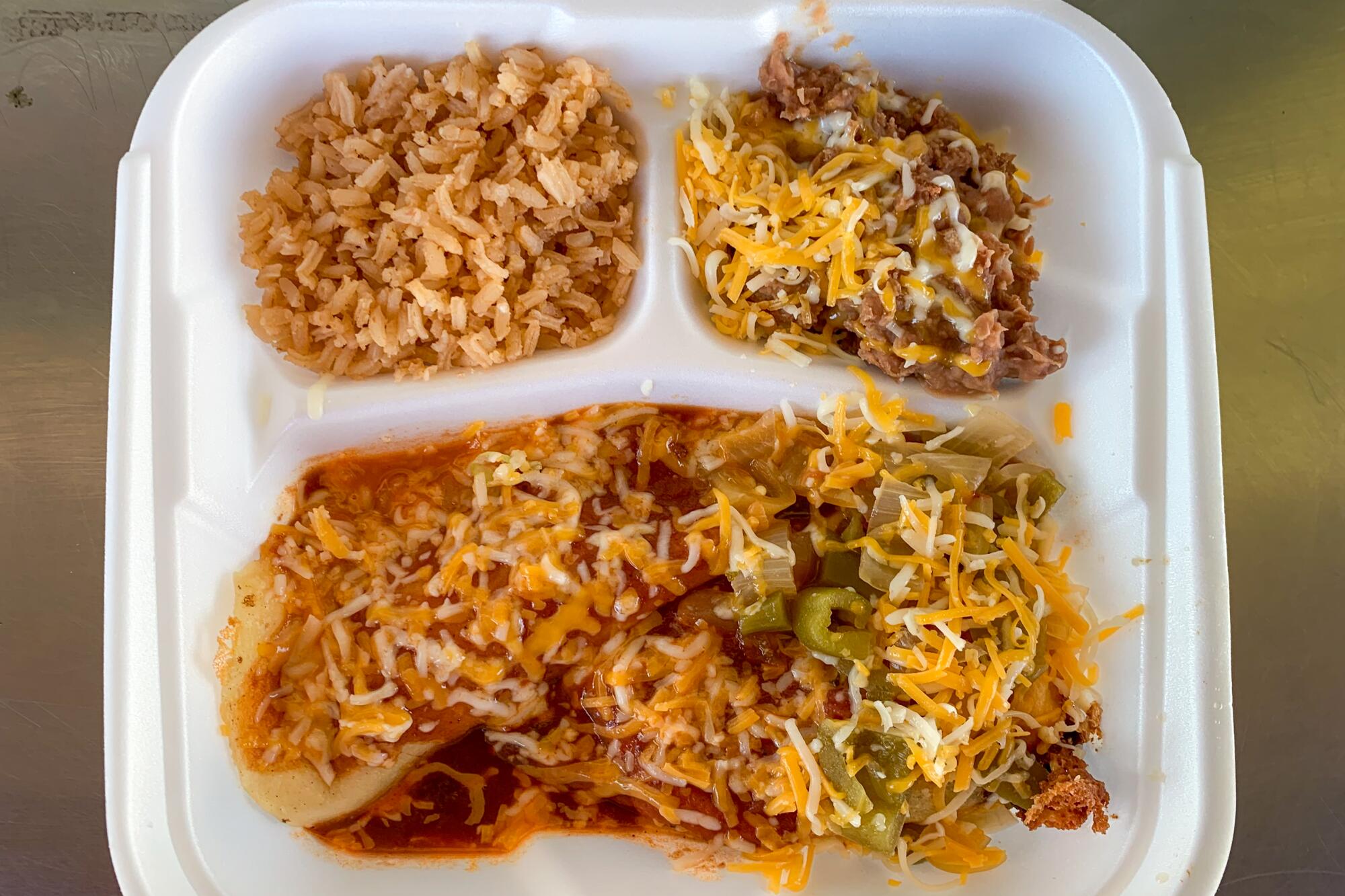 A combination plate from Burrito King.