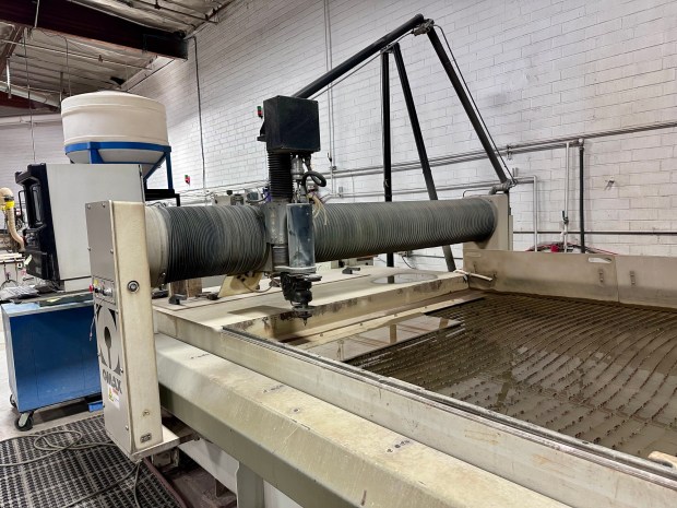 A water jet cutter at the Rando Productions creative workshop in North Hollywood. (Photo by Brady MacDonald, Orange County Register/SCNG)