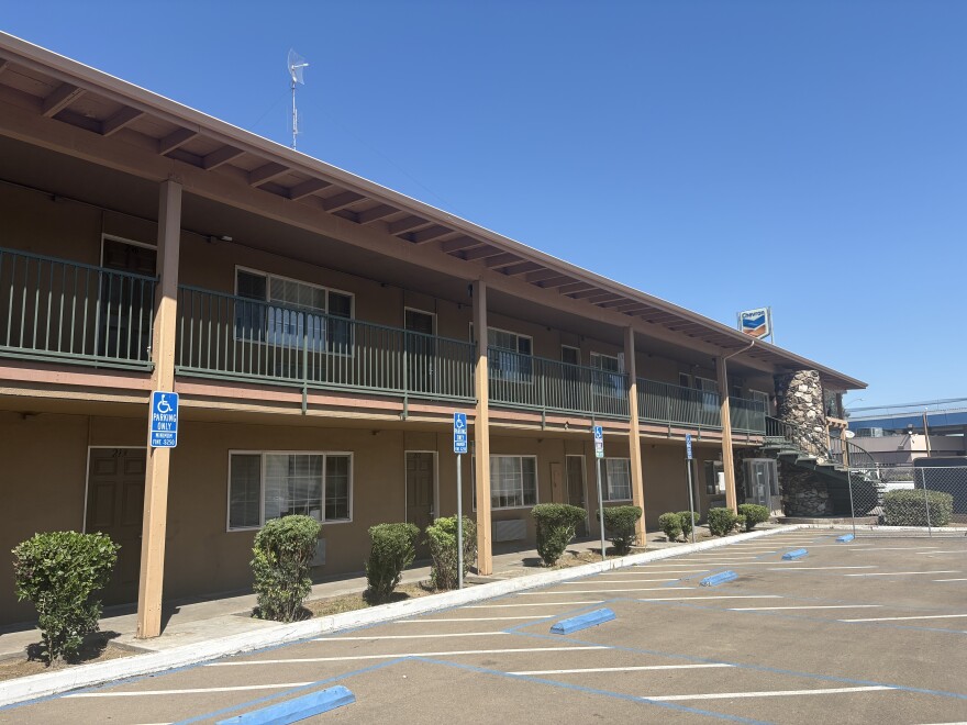 Photo of the front of the current Golden State Triage Center, located next to Highway 99 where Davu Village will be built, taken on Wednesday, June 24, 2026.
