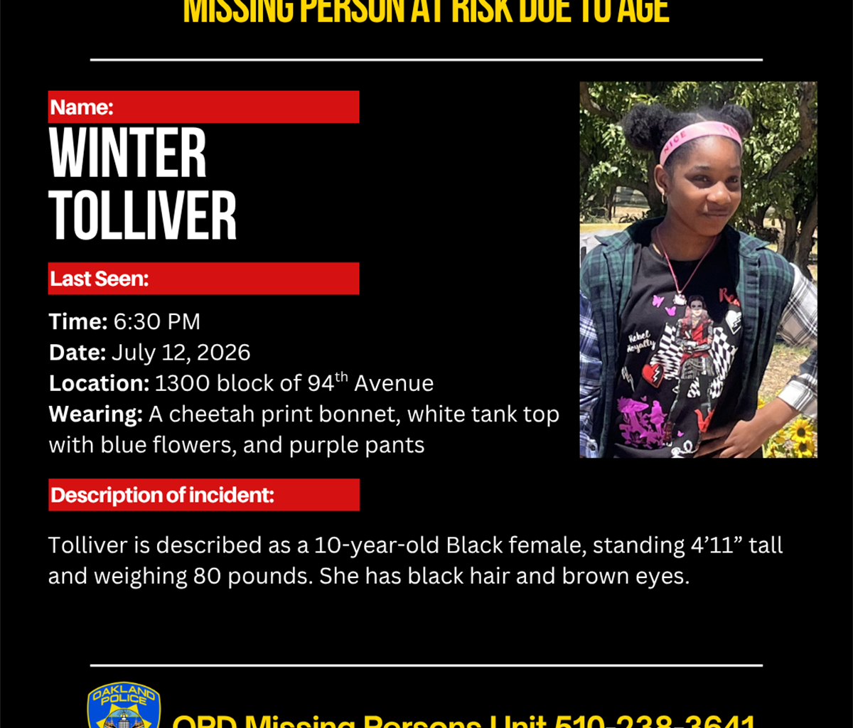 Missing Person Winter Tolliver: At Risk Due to Age