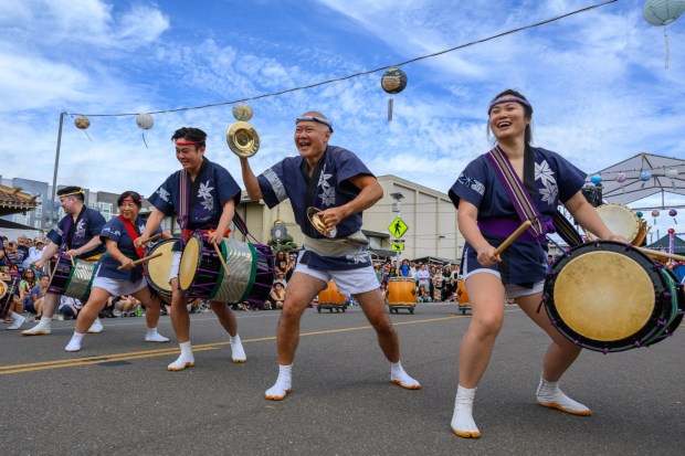 Members of the San Jose Taiko perform during the San Jose Obon Festival in San Jose, Calif., on Saturday, July 11, 2026. (Jose Carlos Fajardo/Bay Area News Group)